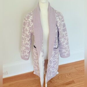 Cupcakes & Cashmere Sleepwear Luxe Robe Sweater Cardigan Lavender Bows Medium